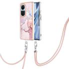 For OPPO Reno10 5G Global Electroplating Marble Dual-side IMD Phone Case with Lanyard(Rose Gold 005) - 1