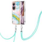 For OPPO Reno10 Pro 5G Global Electroplating Marble Dual-side IMD Phone Case with Lanyard(Green 004) - 1