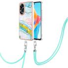 For OPPO A58 4G Electroplating Marble Dual-side IMD Phone Case with Lanyard(Green 004) - 1