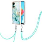 For OPPO A78 4G Electroplating Marble Dual-side IMD Phone Case with Lanyard(Green 003) - 1