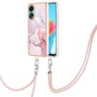 For OPPO A78 4G Electroplating Marble Dual-side IMD Phone Case with Lanyard(Rose Gold 005) - 1