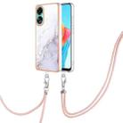 For OPPO A78 4G Electroplating Marble Dual-side IMD Phone Case with Lanyard(White 006) - 1