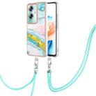 For OPPO A79 5G Global Electroplating Marble Dual-side IMD Phone Case with Lanyard(Green 004) - 1