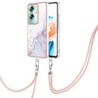 For OPPO A79 5G Global Electroplating Marble Dual-side IMD Phone Case with Lanyard(White 006) - 1