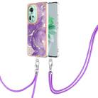 For OPPO Reno11 5G Global Electroplating Marble Dual-side IMD Phone Case with Lanyard(Purple 002) - 1