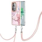 For OPPO Reno11 Pro 5G Global Electroplating Marble Dual-side IMD Phone Case with Lanyard(Rose Gold 005) - 1