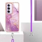 For OPPO Reno12 Pro Global Electroplating Marble Dual-side IMD Phone Case with Lanyard(Purple 001) - 3