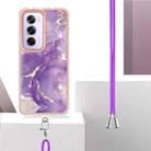 For OPPO Reno12 Pro Global Electroplating Marble Dual-side IMD Phone Case with Lanyard(Purple 002) - 3