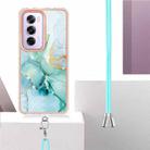 For OPPO Reno12 Pro Global Electroplating Marble Dual-side IMD Phone Case with Lanyard(Green 003) - 3