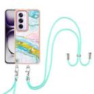 For OPPO Reno12 Pro Global Electroplating Marble Dual-side IMD Phone Case with Lanyard(Green 004) - 2