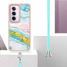 For OPPO Reno12 Pro Global Electroplating Marble Dual-side IMD Phone Case with Lanyard(Green 004) - 3