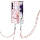 For OPPO Reno12 Pro Global Electroplating Marble Dual-side IMD Phone Case with Lanyard(Rose Gold 005) - 1