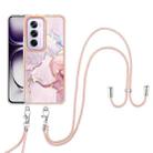 For OPPO Reno12 Pro Global Electroplating Marble Dual-side IMD Phone Case with Lanyard(Rose Gold 005) - 2