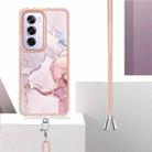 For OPPO Reno12 Pro Global Electroplating Marble Dual-side IMD Phone Case with Lanyard(Rose Gold 005) - 3