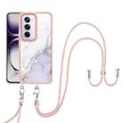 For OPPO Reno12 Pro Global Electroplating Marble Dual-side IMD Phone Case with Lanyard(White 006) - 2