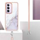 For OPPO Reno12 Pro Global Electroplating Marble Dual-side IMD Phone Case with Lanyard(White 006) - 3