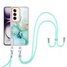 For OPPO Reno12 Global Electroplating Marble Dual-side IMD Phone Case with Lanyard(Green 003) - 2