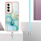 For OPPO Reno12 Global Electroplating Marble Dual-side IMD Phone Case with Lanyard(Green 003) - 3