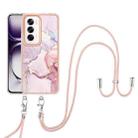 For OPPO Reno12 Global Electroplating Marble Dual-side IMD Phone Case with Lanyard(Rose Gold 005) - 2