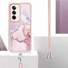 For OPPO Reno12 Global Electroplating Marble Dual-side IMD Phone Case with Lanyard(Rose Gold 005) - 3