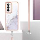 For OPPO Reno12 Global Electroplating Marble Dual-side IMD Phone Case with Lanyard(White 006) - 3