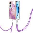 For OPPO A60 Electroplating Marble Dual-side IMD Phone Case with Lanyard(Purple 001) - 1