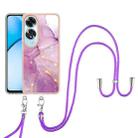 For OPPO A60 Electroplating Marble Dual-side IMD Phone Case with Lanyard(Purple 001) - 2