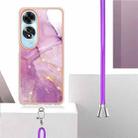 For OPPO A60 Electroplating Marble Dual-side IMD Phone Case with Lanyard(Purple 001) - 3