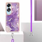 For OPPO A60 Electroplating Marble Dual-side IMD Phone Case with Lanyard(Purple 002) - 3