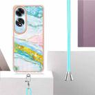 For OPPO A60 Electroplating Marble Dual-side IMD Phone Case with Lanyard(Green 004) - 3