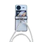 For vivo X Flip Crocodile Pattern Glitter Powder Shockproof Phone Case with Lanyard and Ring Holder(Silver) - 1