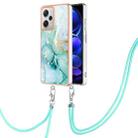 For Xiaomi Redmi Note 12 Pro+ Global Electroplating Marble Dual-side IMD Phone Case with Lanyard(Green 003) - 1