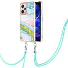 For Xiaomi Redmi Note 12 Pro+ Global Electroplating Marble Dual-side IMD Phone Case with Lanyard(Green 004) - 1