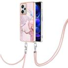 For Xiaomi Redmi Note 12 Pro+ Global Electroplating Marble Dual-side IMD Phone Case with Lanyard(Rose Gold 005) - 1