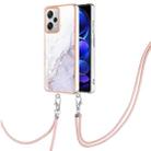 For Xiaomi Redmi Note 12 Pro+ Global Electroplating Marble Dual-side IMD Phone Case with Lanyard(White 006) - 1