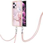 For Xiaomi Redmi Note 12 Pro 5G Global Electroplating Marble Dual-side IMD Phone Case with Lanyard(Rose Gold 005) - 1