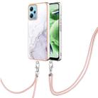 For Xiaomi Redmi Note 12 5G Global/Note 12 5G China Electroplating Marble Dual-side IMD Phone Case with Lanyard(White 006) - 1