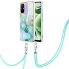 For Xiaomi Redmi 12C/11A 4G Global Electroplating Marble Dual-side IMD Phone Case with Lanyard(Green 003) - 1