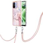 For Xiaomi Redmi 12C/11A 4G Global Electroplating Marble Dual-side IMD Phone Case with Lanyard(Rose Gold 005) - 1
