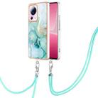 For Xiaomi 13 Lite 5G Electroplating Marble Dual-side IMD Phone Case with Lanyard(Green 003) - 1