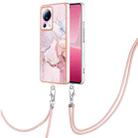 For Xiaomi 13 Lite 5G Electroplating Marble Dual-side IMD Phone Case with Lanyard(Rose Gold 005) - 1