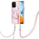 For Xiaomi Redmi 10C Electroplating Marble Dual-side IMD Phone Case with Lanyard(Rose Gold 005) - 1