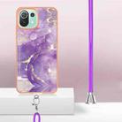 For Xiaomi Mi 11 Lite Electroplating Marble Dual-side IMD Phone Case with Lanyard(Purple 002) - 5
