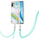 For Xiaomi Mi 11 Lite Electroplating Marble Dual-side IMD Phone Case with Lanyard(Green 004) - 1