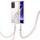 For Xiaomi Poco F5 5G / Redmi Note 12 Turbo Electroplating Marble Dual-side IMD Phone Case with Lanyard(White 006) - 1