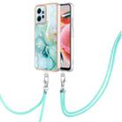 For Xiaomi Redmi Note 12 4G Global Electroplating Marble Dual-side IMD Phone Case with Lanyard(Green 003) - 1