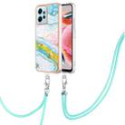 For Xiaomi Redmi Note 12 4G Global Electroplating Marble Dual-side IMD Phone Case with Lanyard(Green 004) - 1