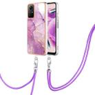 For Xiaomi Redmi Note 12S 4G Electroplating Marble Dual-side IMD Phone Case with Lanyard(Purple 001) - 1