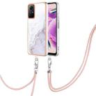 For Xiaomi Redmi Note 12S 4G Electroplating Marble Dual-side IMD Phone Case with Lanyard(White 006) - 1