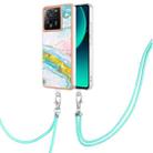 For Xiaomi 13T/13T Pro Electroplating Marble Dual-side IMD Phone Case with Lanyard(Green 004) - 1